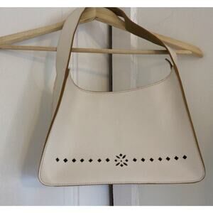Ivory White Vegan Leather Laser Cut Hobo Bag Purse Shoulder Bag